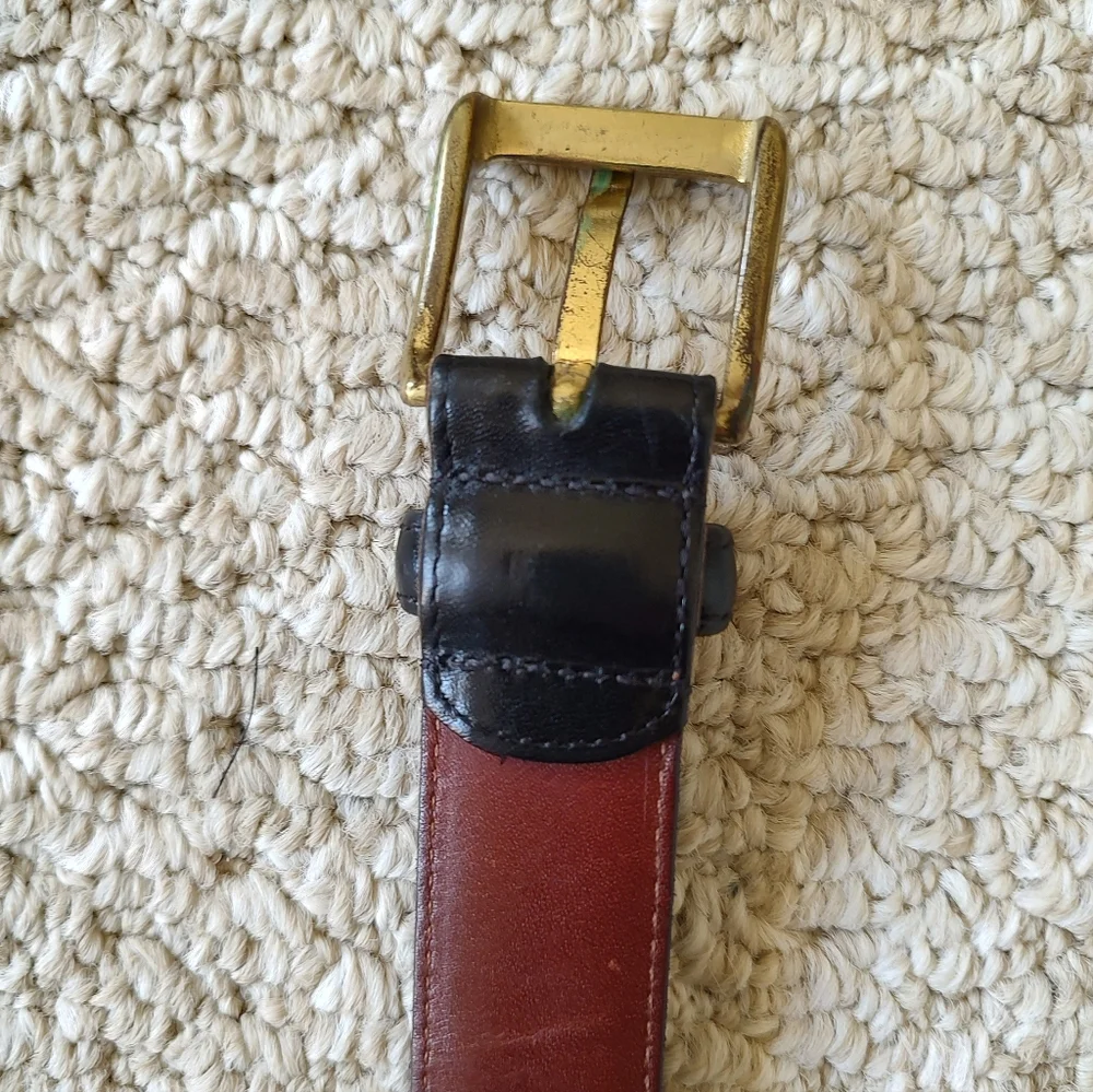 Vintage Coach Men's Leather Belt With Brass Buckle Black Made In USA Size 40